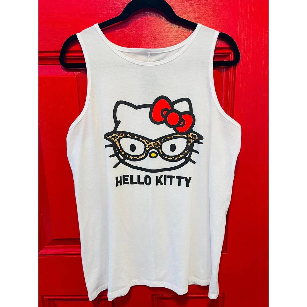 Torrid 0 (0X size 12) Nerdy Hello Kitty Leopard Glasses Classic Fit Cat Tank Top